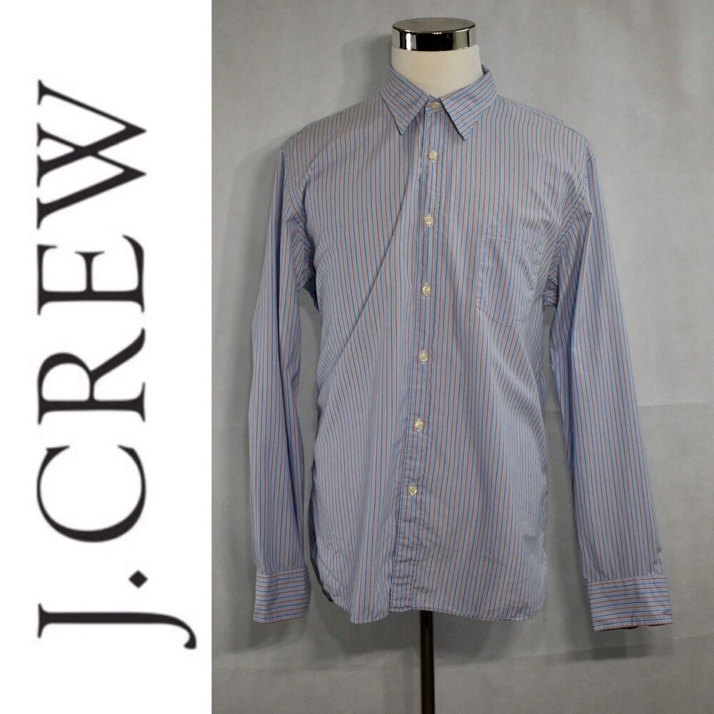 J CREW Men’s Button Down Dress Shirt Size XL Striped Long Sleeve 100% Cotton